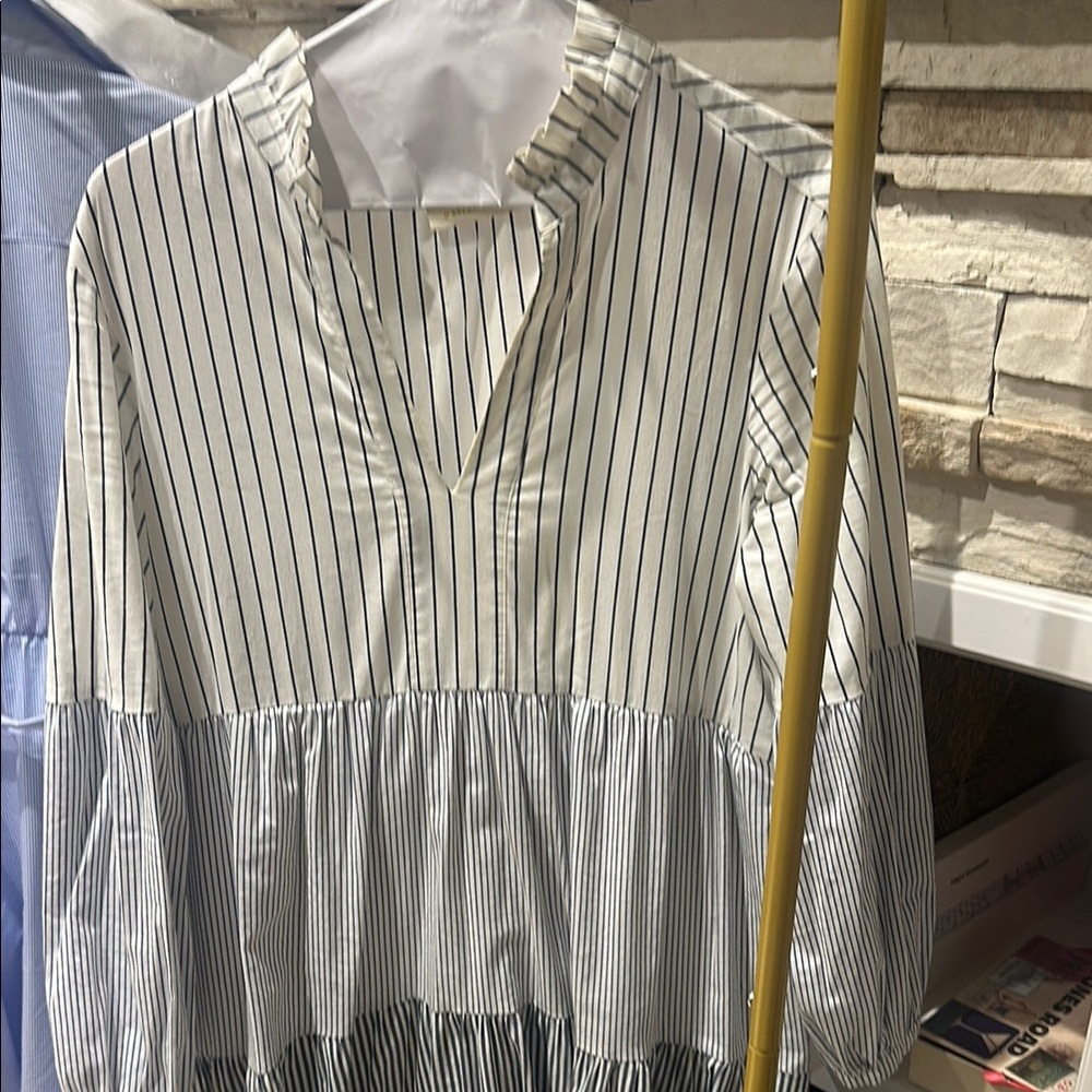 Anthropologie Black and White Striped Dress